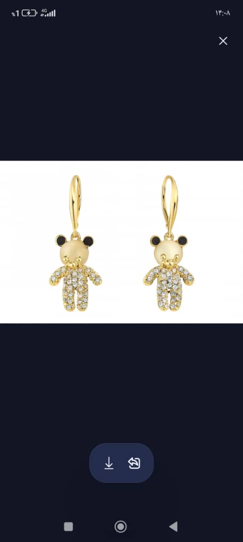 گوشواره فانتزی خرس نگین کاری ۰۵۵