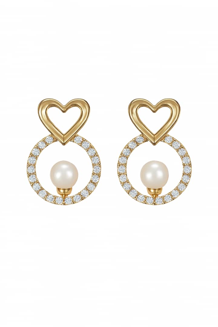 گوشواره مینیمال طرح قلب و مروارید 147