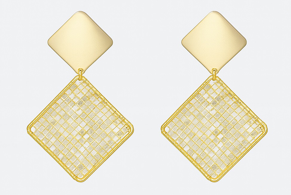 گوشواره فانتزی مربعی رنگین کمانی 042