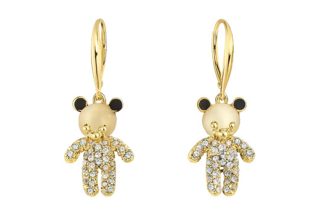 گوشواره فانتزی خرس نگین کاری ۰۵۵