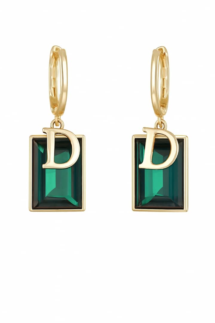 گوشواره مجلسی طرح دیور نگین سبز ۰۵۳