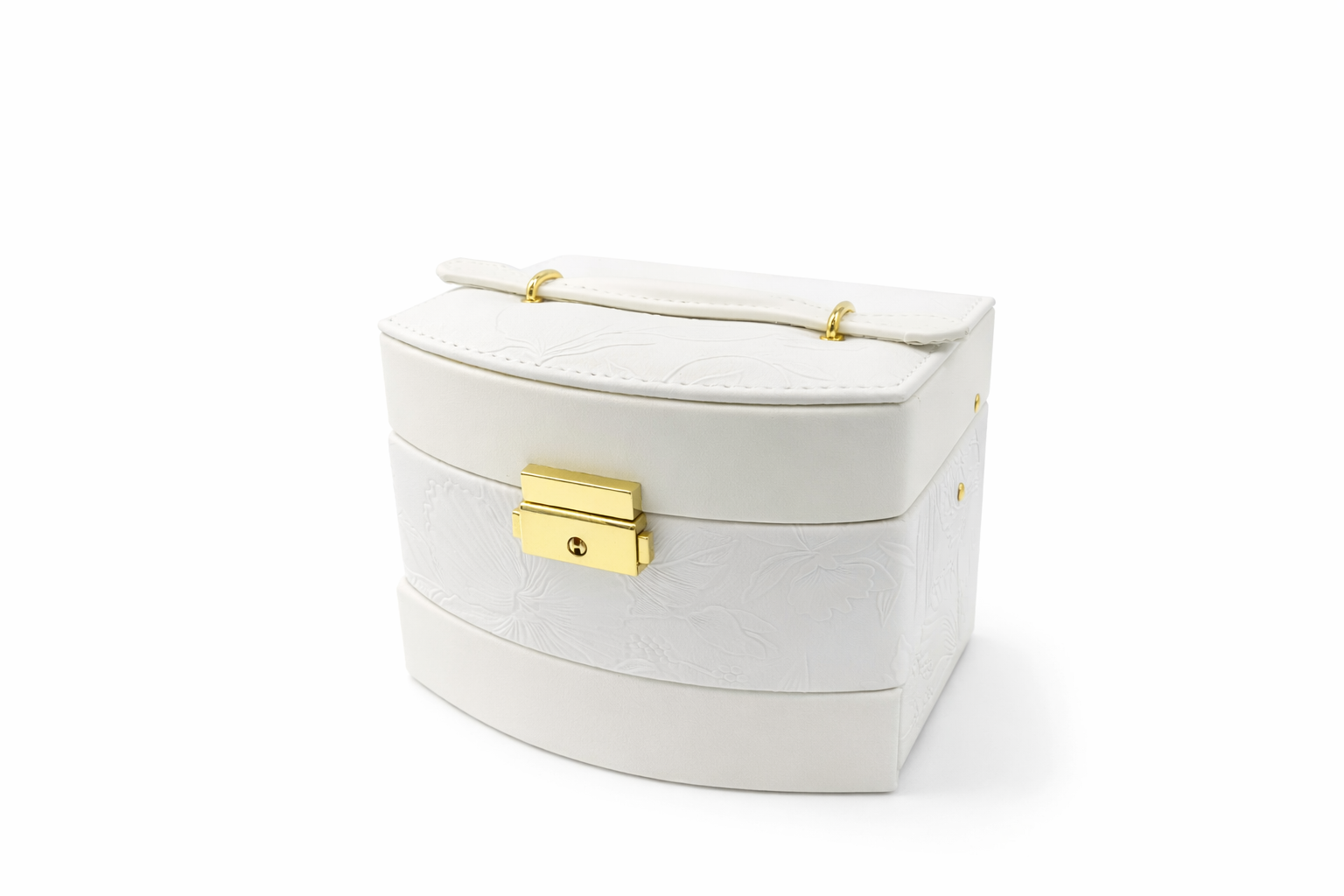 جعبه جواهرات مدل گل برجسته کد M030 - سفید جعبه جواهرات مدل گل برجسته کد M030 - سفید