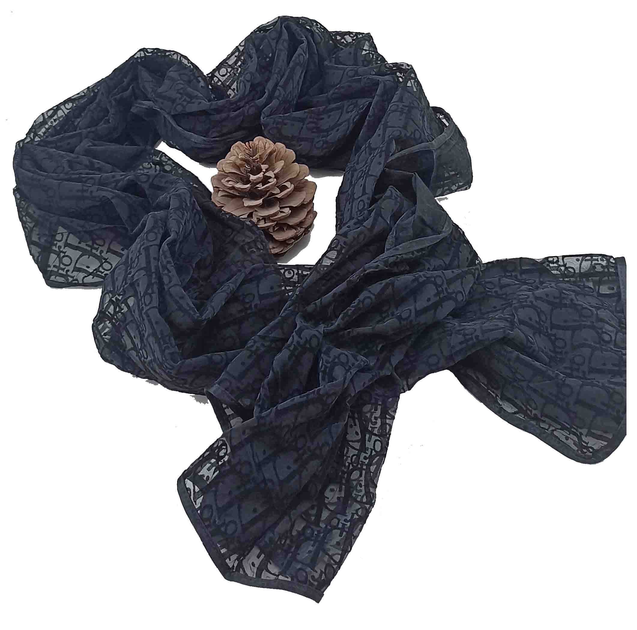 شال زنانه مدل حریر گلدار مجلسی 22 - مشکی