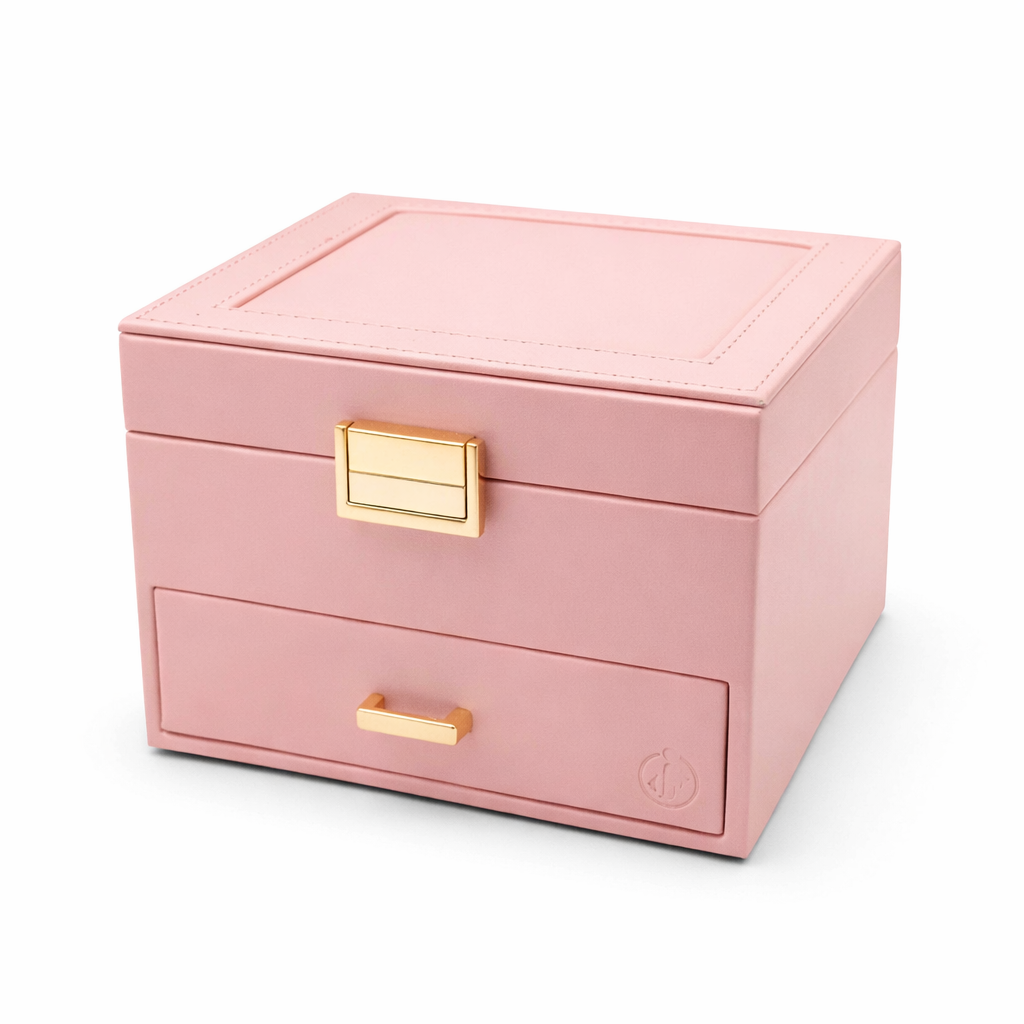 جعبه جواهرات لوکس زنانه مدل کد A355 - صورتی جعبه جواهرات لوکس زنانه مدل کد A355 - صورتی