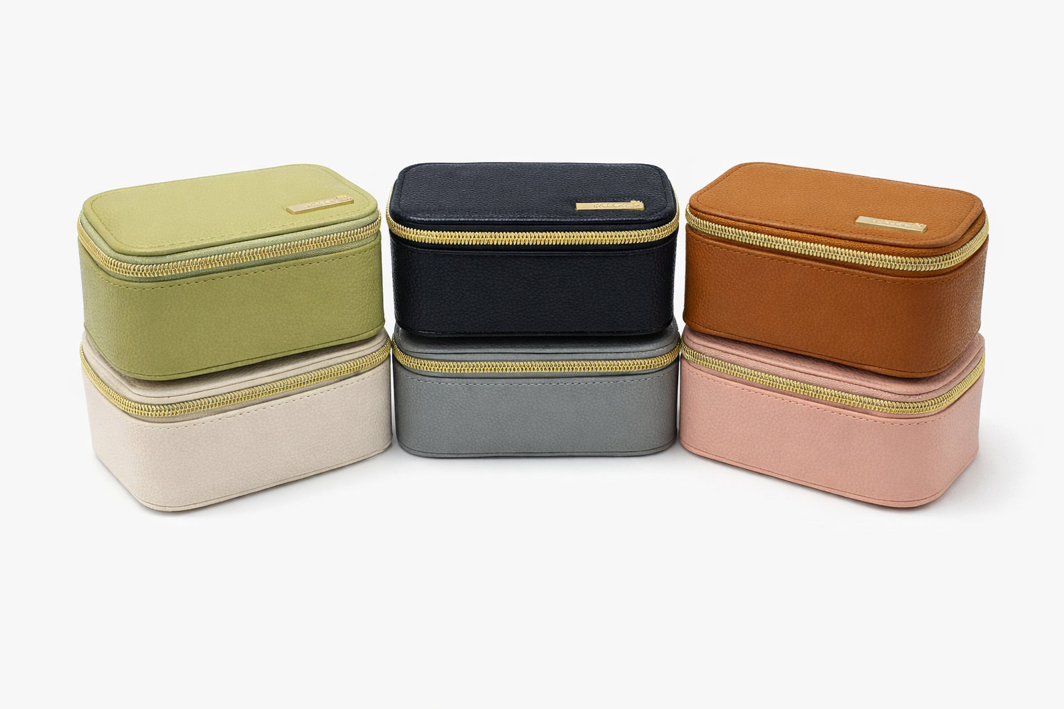 جعبه جواهرات چرمی زیپ دار مدل کلاسیک کد A662 - قهوه ای - تصویر 2