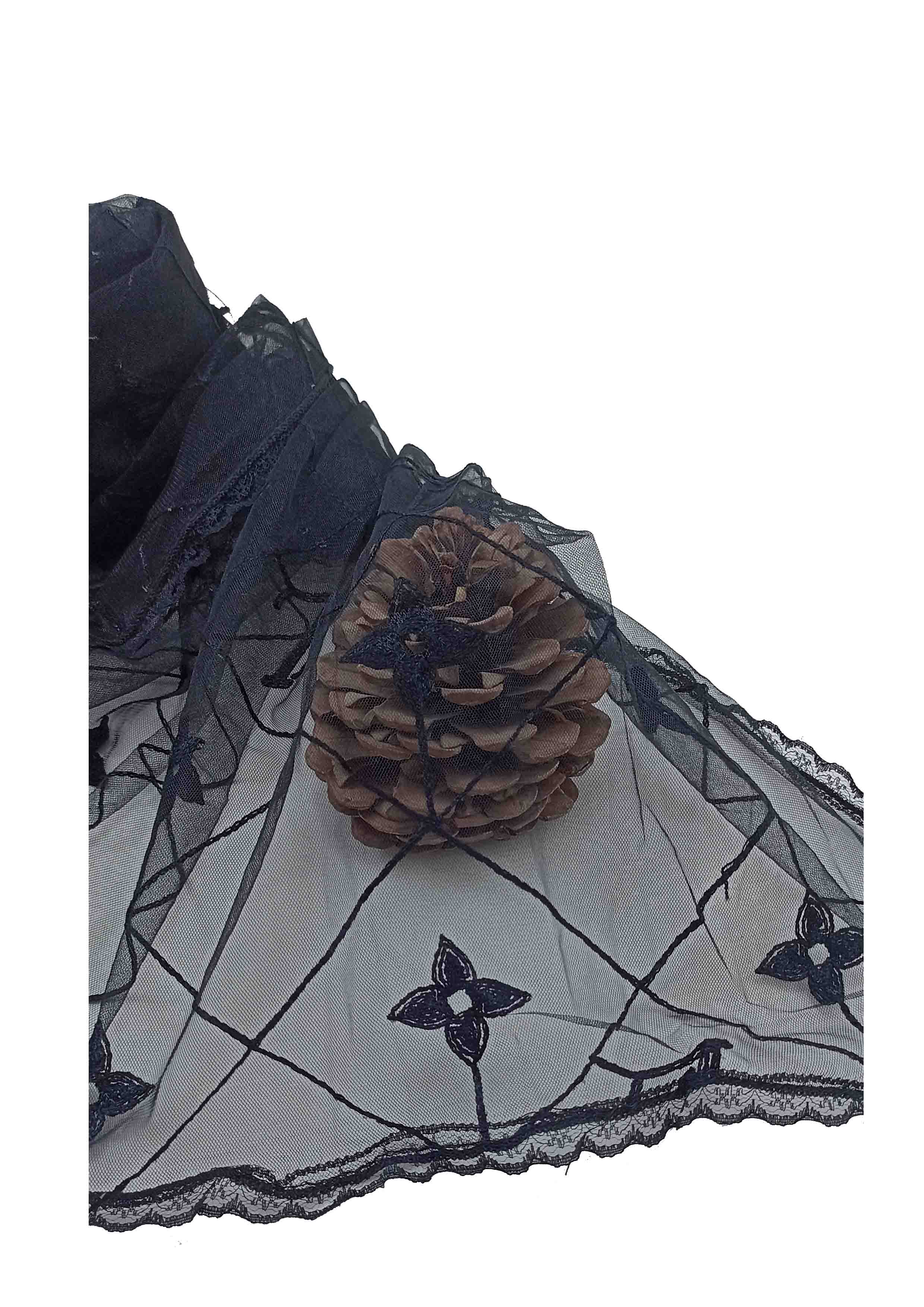 شال زنانه مدل حریر گلدار مجلسی 23 - مشکی - تصویر 2