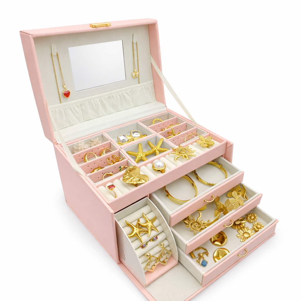 جعبه جواهرات مدل کد A633 - صورتی - تصویر 2