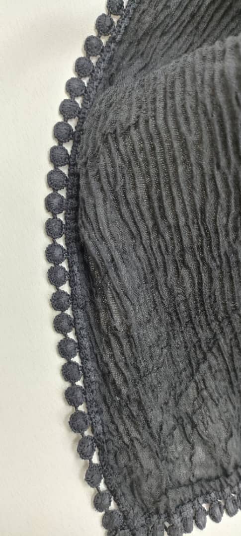 شال زنانه مدل نخی دور عدسی برشکا 5 - مشکی - تصویر 3