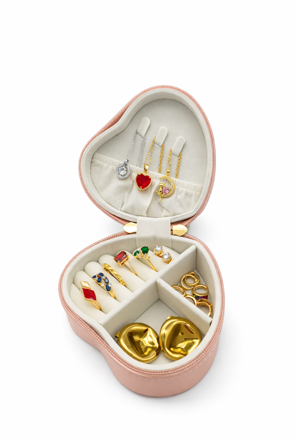 جعبه جواهرات زنانه مدل قلبی بزرگ کد A636 - قرمز - تصویر 1