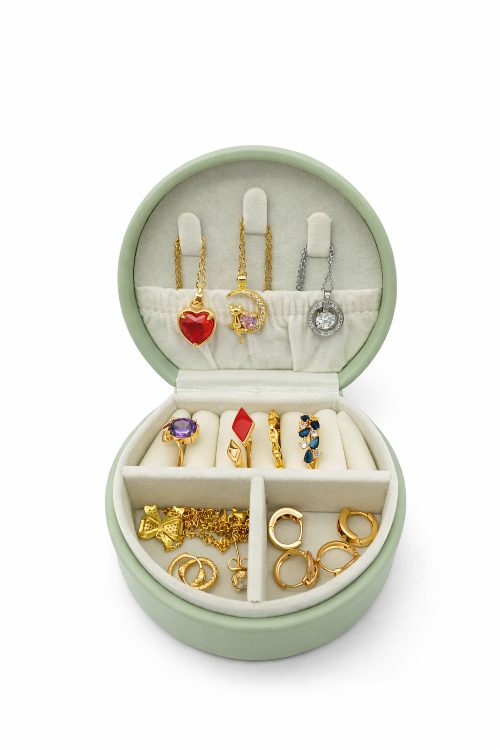 جعبه جواهرات مدل نیم دایره کد A645 - سبز - تصویر 1