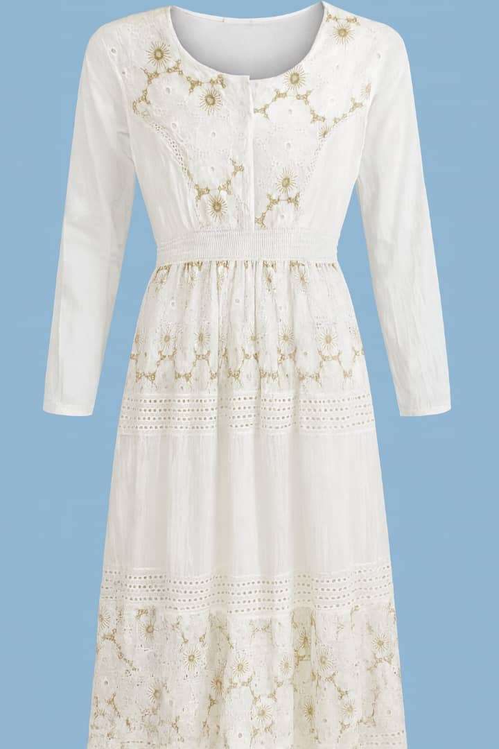 پیراهن بلند زنانه 1 - سفید - تصویر 2